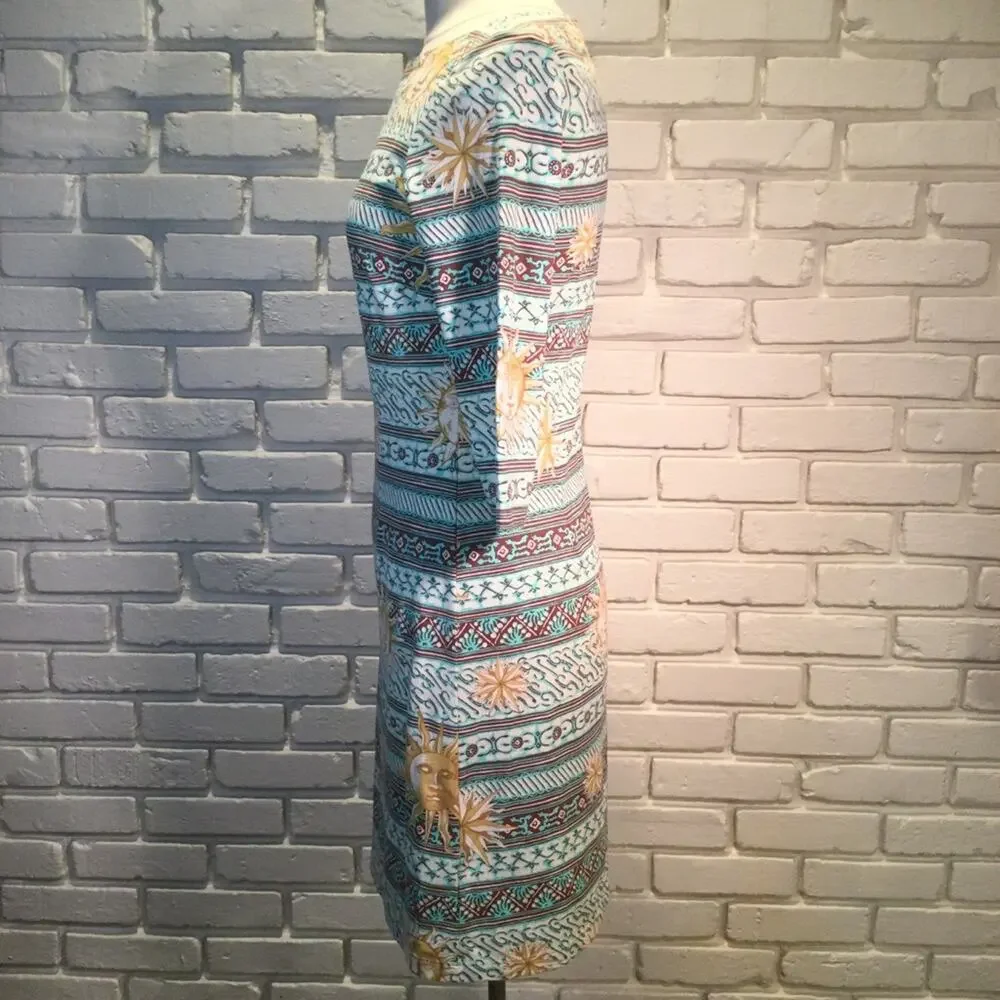 J. McLaughlin 3/4 Sleeve Boat Neck Dress in Sun Medallion Small